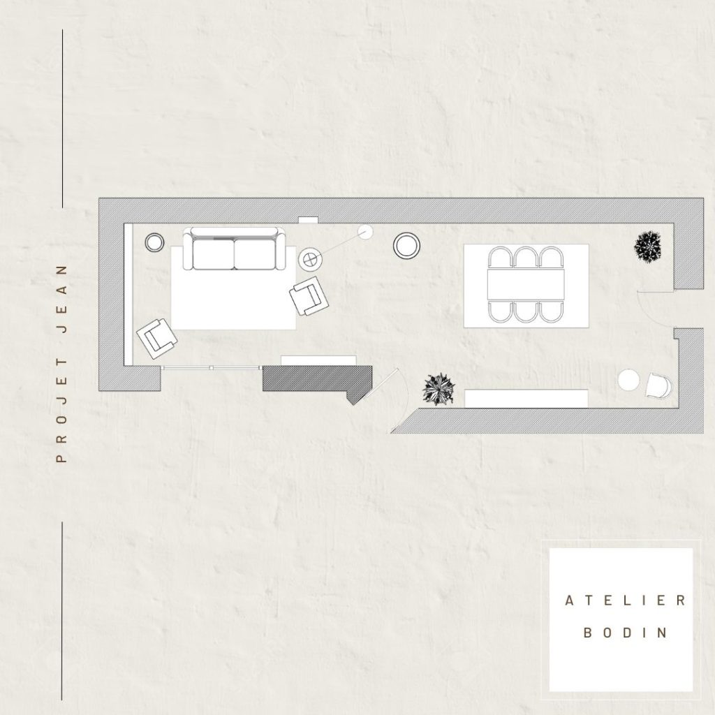PLAN 2D projeté | Maison de vacances | Aménagement d'un vaste séjour | Maison charentaise